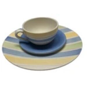 Crate and Barrel SANIBEL dinner plate & cup/saucer-Made in Portugal- Coastal